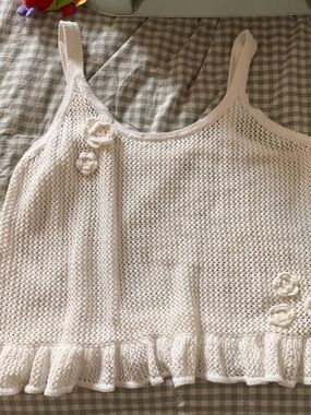 Old Navy White Open-Knit Sweater Tank